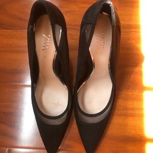 Zara Black Mesh Heels